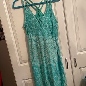 Athleta M Medium Women’s Turquoise Patterned Sleeveless Dress